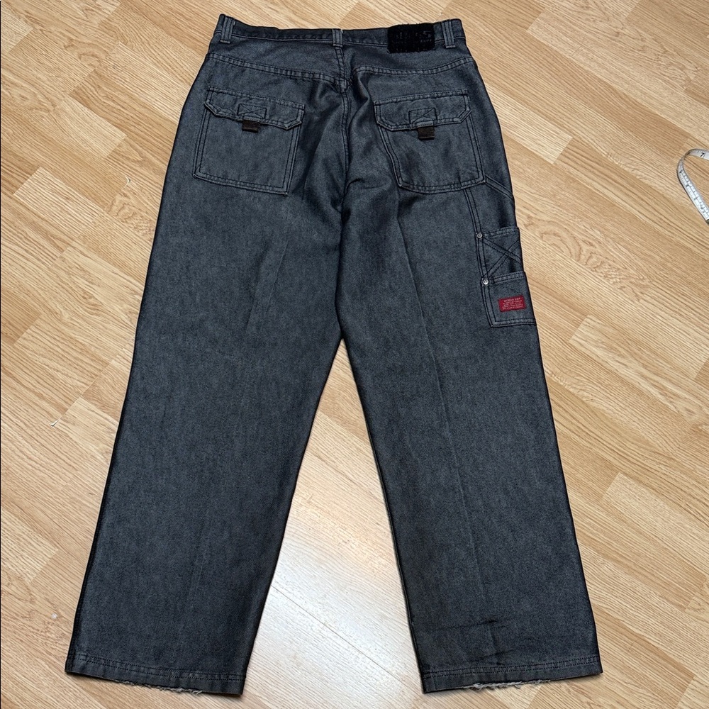 GUESS Men’s W34 L32 Black Wide Leg Straight Jeans Y2K Cargo - Picture 5 of 8